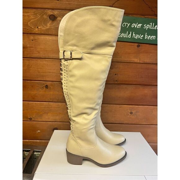 Shoe Dazzle Jelan Calf Boots * Beige * Sz 5.5 NWOT - Picture 2 of 10